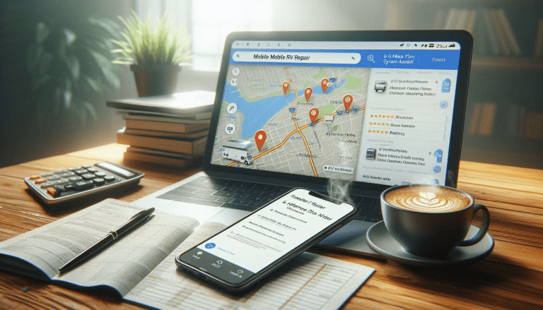 A laptop showing the 5 minute map fix system audit sheet next to a cup of coffee