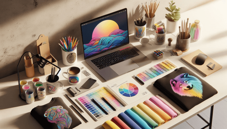 A complete workspace setup showing how to start an Etsy print on demand business.