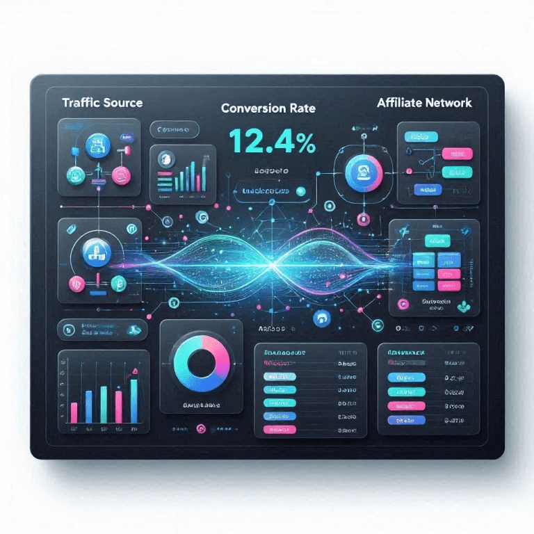A dark-mode dashboard demonstrating the perfect advanced postback tracking setup for CPA campaigns.