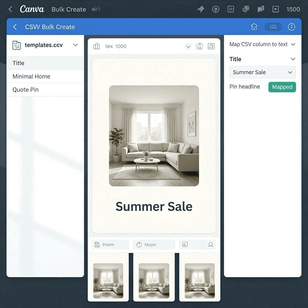 Using Canva bulk creation for high-ticket SaaS affiliate funnels on Pinterest.