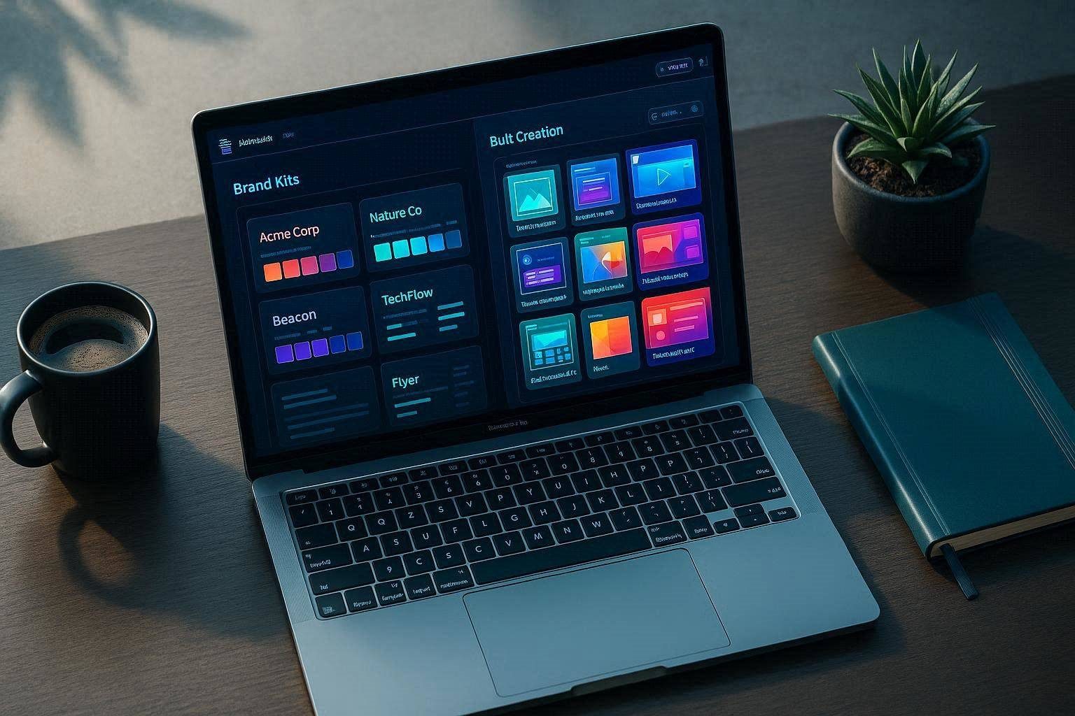 Entrepreneur utilizing advanced Canva design hacks on a laptop