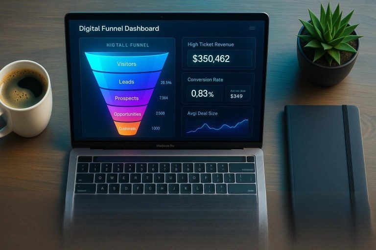 High ticket sales framework funnel and revenue analytics dashboard