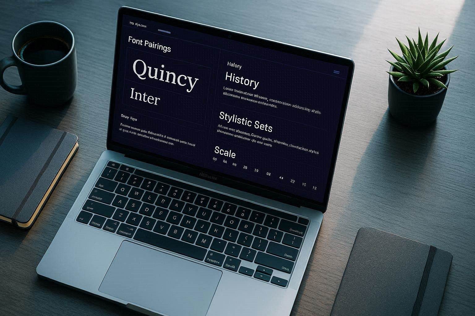 Professional Canva font pairing workflow displayed on a laptop screen